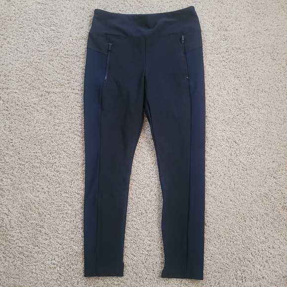 Athleta Navy & Black Colorblock Sleek Leggings M Fall Winter Atheliesure… - Picture 1 of 11